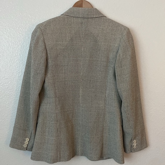 MaxMara 2 Gray plaid Wool 2-Button Blazer Jacket - Picture 6 of 7